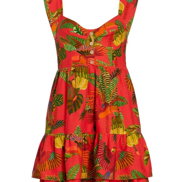 FARM Rio Red Forest Birds Mini Dress Size S - Picture 5 of 5
